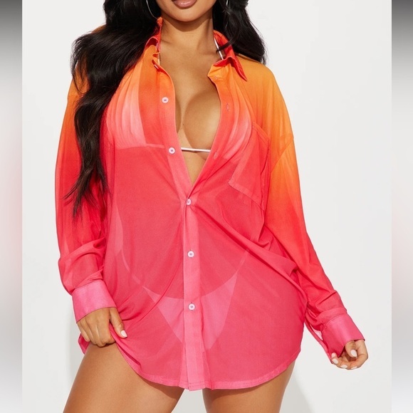 Fashion Nova Swim Cover Up Shirt - Picture 1 of 4